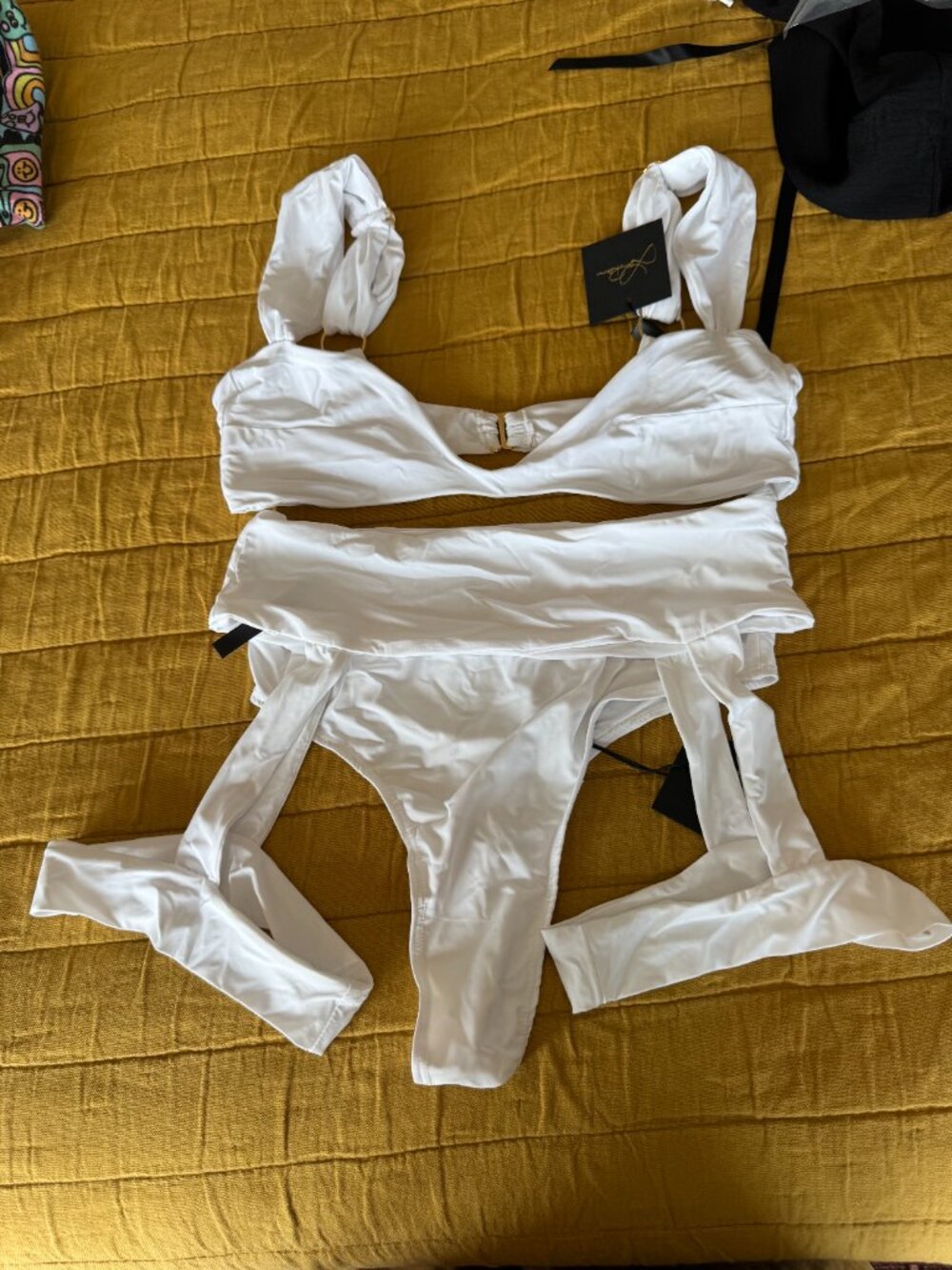 Laina Rauma NWT White Bikini Set Gold Hardware Designer Swim Sz S